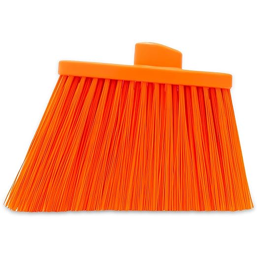 SPARTA Plastic Broom Head, Angled, Un-Flagged for Large Debris Indoor, Outdoor, Home, Restaurant, Lobby, Office, 12 Inches, Orange, (Pack of 12)