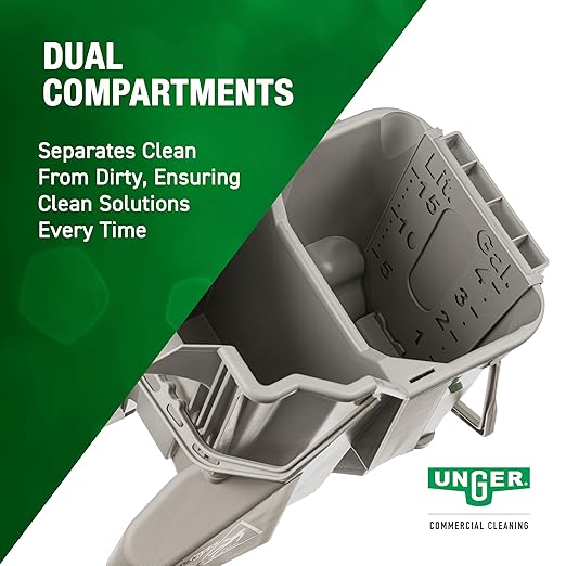 Unger Commercial Desk and Table Cleaning Kit - Dual-Compartment Bucket with Flat Mop System for Offices Schools & Facilities, Efficient Surface Cleaning System - CK047