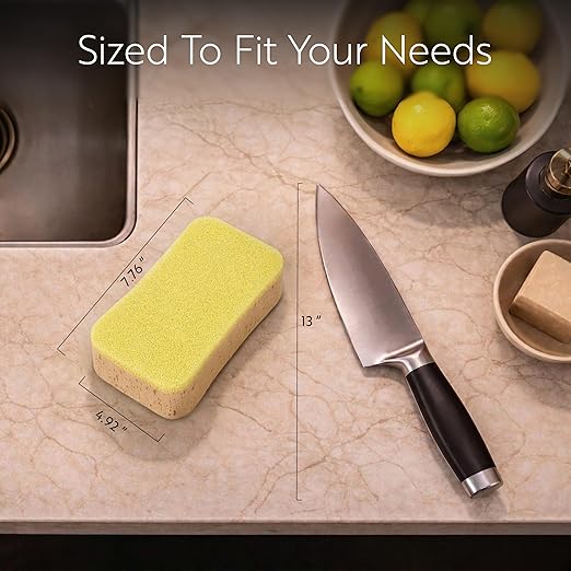 Restaurantware Sponge and Scouring Pad Combo 1 Count 7.7 x 4.9 x 2.1 Inches Plastic Multi-Surface Scrubber Flexible Cleaning Sponge for Commercial Kitchens
