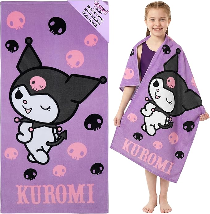 Hello Kitty Towel for Kids Teenagers Women Quick Dry Towel for Pool Beach Bath Swimming Trips Travel Essentials 55x28” (Purple, 55 x 28inch)