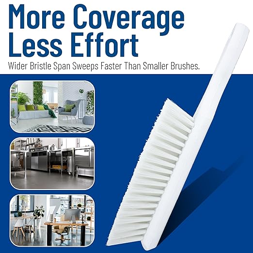 SPARTA 8 Inch Soft Counter Brush with Polyester Bristles and 5 Inch Handle, Color Coded Handheld Broom for Tables Countertops and Foodservice Surfaces, 13 Inch Overall Length, White, Pack of 6