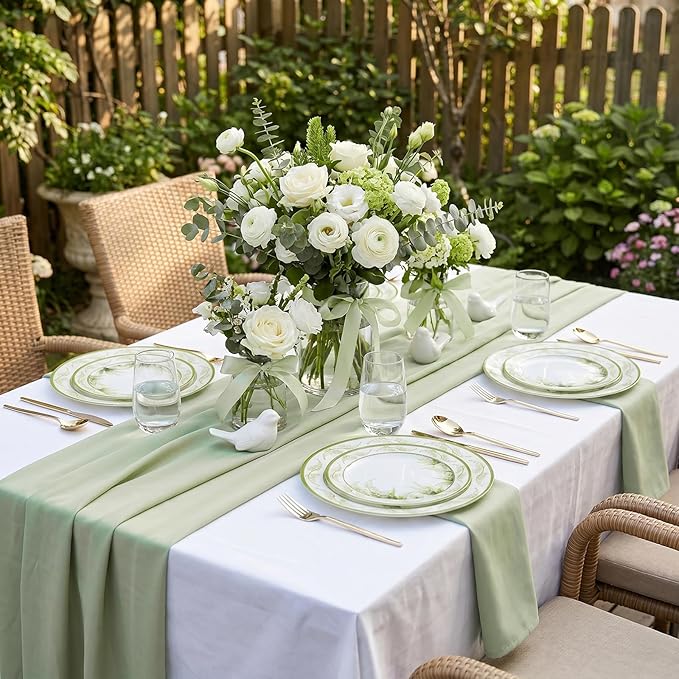 30Pcs Clear Plastic Plates - Lily of the Valley Plates Disposable Heavy Duty, Perfect for Weddings, Tea Parties, Holidays - 10.25" Dinner & 7.5" Dessert Plastic Plate