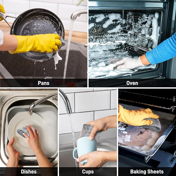 30 pcs Dish Rags, Multipurpose Wire Dishwashing Rags for Wet and Dry, Household Wire Dishcloth