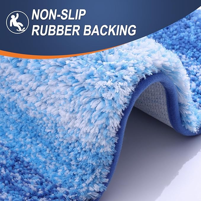 OLANLY Large Bathroom Rugs Mat 50x30, Extra Soft Absorbent Microfiber Bath Rugs, Rubber Backing, Quick Dry, Washable Bath Mats for Bathroom, Tub and Shower, Home Decor Accessories, Light Royal Blue