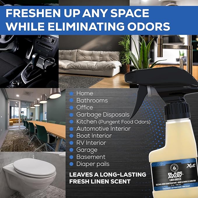Blaze Away Commercial Air Freshener & Odor Eliminator for Strong Odor - Industrial-Grade Room Spray & Room Deodorizer for Home, Car, Smoke & Pet Odors - Long-Lasting Odor Absorber, Room Fresheners