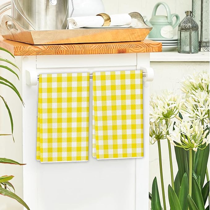 Summer Buffalo Plaid Kitchen Towels Farmhouse Gingham Dish Towel Pastel Spring Summer Checkered Decor Happy Easter Decorations for Home Party