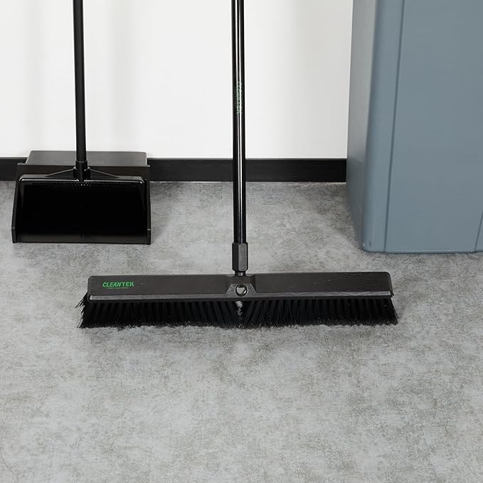 Restaurantware-BROOM HEAD ONLY: Clean Tek Professional 23.62-Inch Push Broom Head, 1 Heavy-Duty Cleaning Tool - Handle Sold Separately, Fine Flagged Bristles, Black Plastic, Outdoor Use