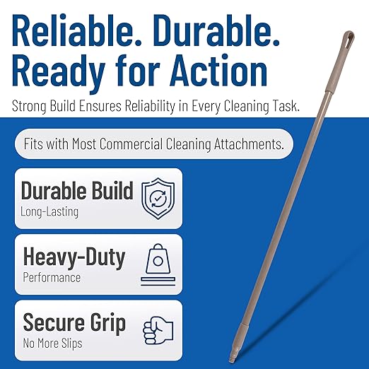 SPARTA 41225EC01 Fiberglass Broom Handle, Mop Handle, Replacement Handle With Acme Threaded Tip For Commercial Cleaning, 48 Inches, Brown, (Pack of 12)