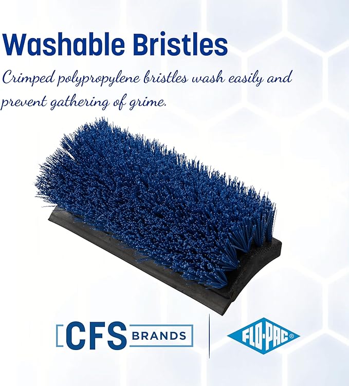CFS 3619014 Dual Surface Floor Scrub with Rubber Squeegee, 10" Length, Blue
