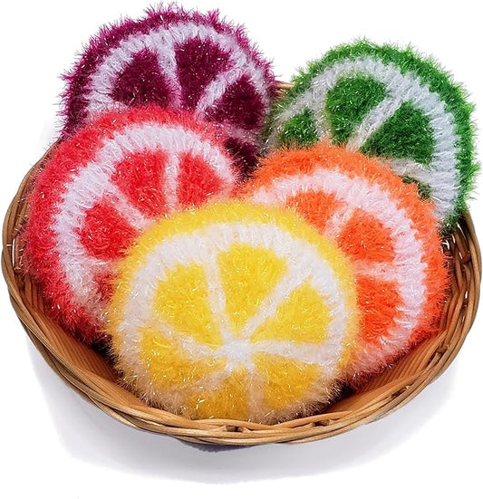 100% Handmade Dish Scrubber Crochet Fruit Design Dishwash Scrubbies 3 Qty