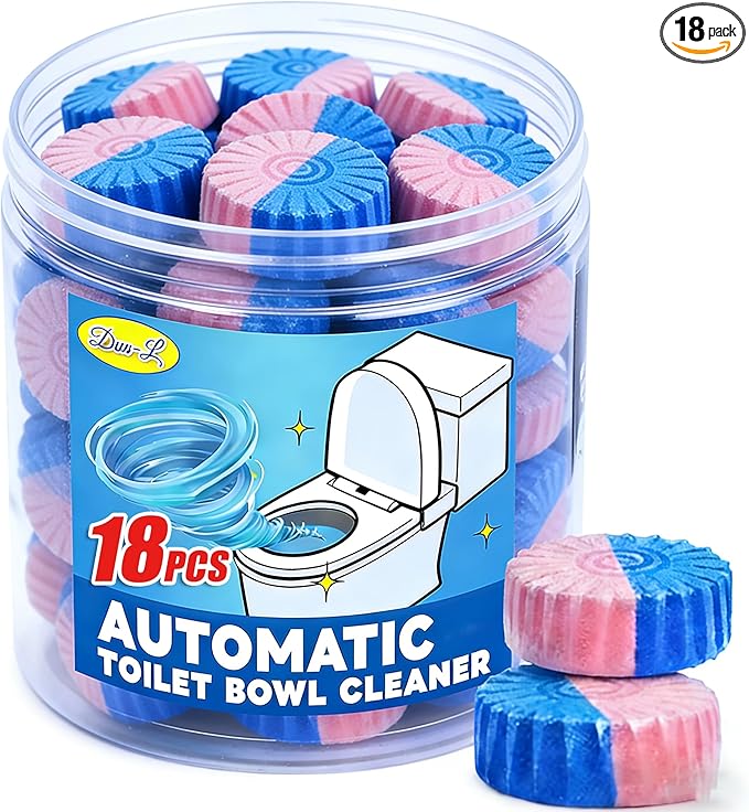 （18 Count） Automatic Toilet Cleaner Tablets, Toilet Bowl Cleaner Tablets, Bathroom Toilet Tank Cleaner，Blue Cleaning Tabs for Bathroom Tank