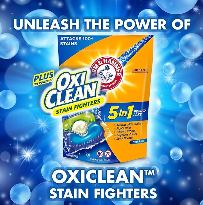Arm & Hammer plus OxiClean 5-in-1 Power Paks, 24 Count (Packaging may vary)