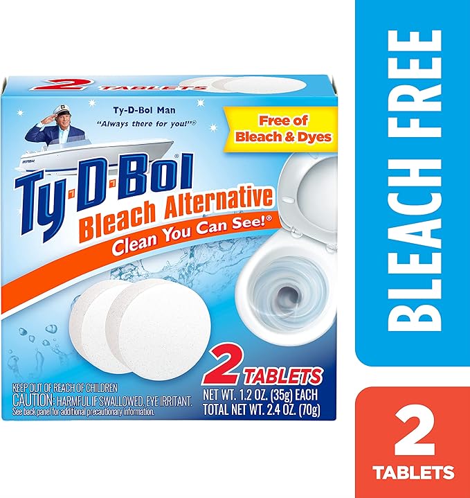 Ty-D-Bol Toilet Bowl Cleaner Tablets, In-Tank Toilet Bowl Tablets, Bleach Alternative, Fragrance Free, 2 Count (Pack of 6)