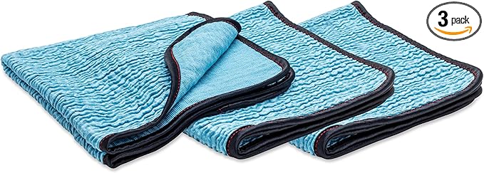 Griot's Garage PFM Crinkle Glass Towels for Car Detailing, Streak-Free Cleaning for Windows, Windshield, Mirrors, and More, 16" x 16", 55583, Set of 3