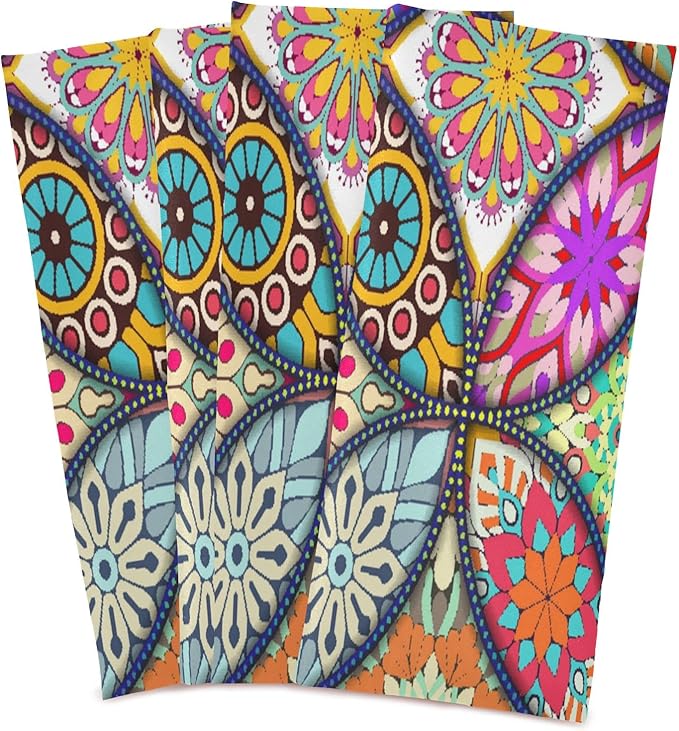 STAYTOP 1Pcs Boho Mandala Native Kitchen Dish Towel Set Baking Kitchen Towels Dishcloths Sets Fast Drying Kitchen Towels Tea Towels Gift Set for Drying Cleaning Cooking Baking