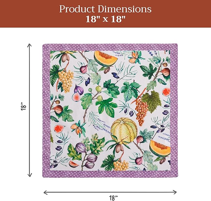 Maison d' Hermine 100% Cotton Cloth Napkins Set of 4 Everyday Reusable Square Napkins Cloth Washable Dinner Party Wedding Restaurant Hotel Kitchen Spring Summer (Cavaillon, 18" x 18")