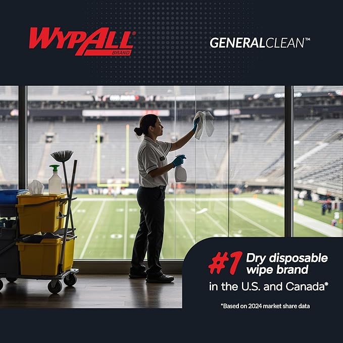 WypAll GeneralClean X60 Cloths Multi-Task Cleaning Wipes, Jumbo (34955), Strong and Absorbent Towels, White (1 Roll of 1,100 Sheets, 1,100 Sheet Total)