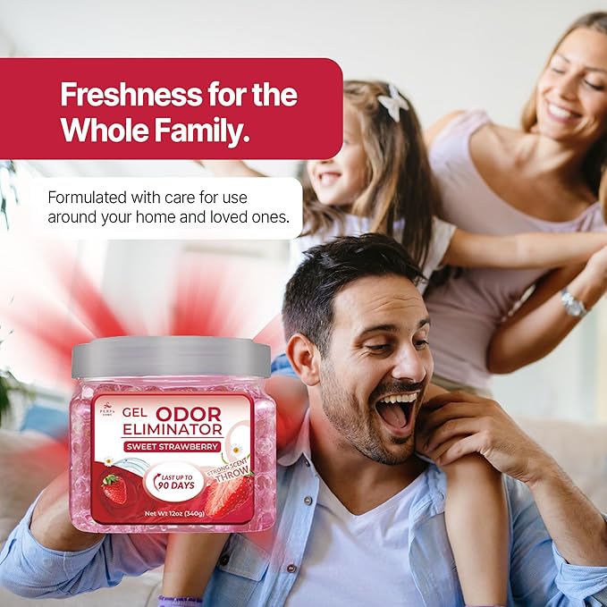 Pack of 2 Scented Gel Air Freshener | Strawberry Scented Gel For Closet, Office, Car & Small Spaces | Room Deodorizer, Helps with Odor | Air Freshener Home Long Lasting | Bathroom Freshener | By Perfa
