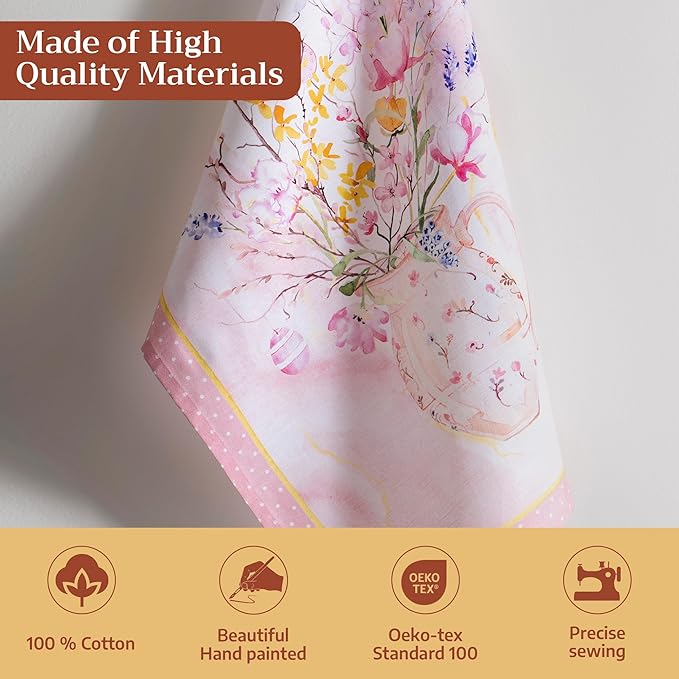 Maison d' Hermine Kitchen Towels Set of 3 100% Cotton 27.50" x 20" Reusable Cloth Tea Dish Towels Absorbent with Hanging Loop for Kitchen Farmhouse Hotel Spring Summer - Easter Zest