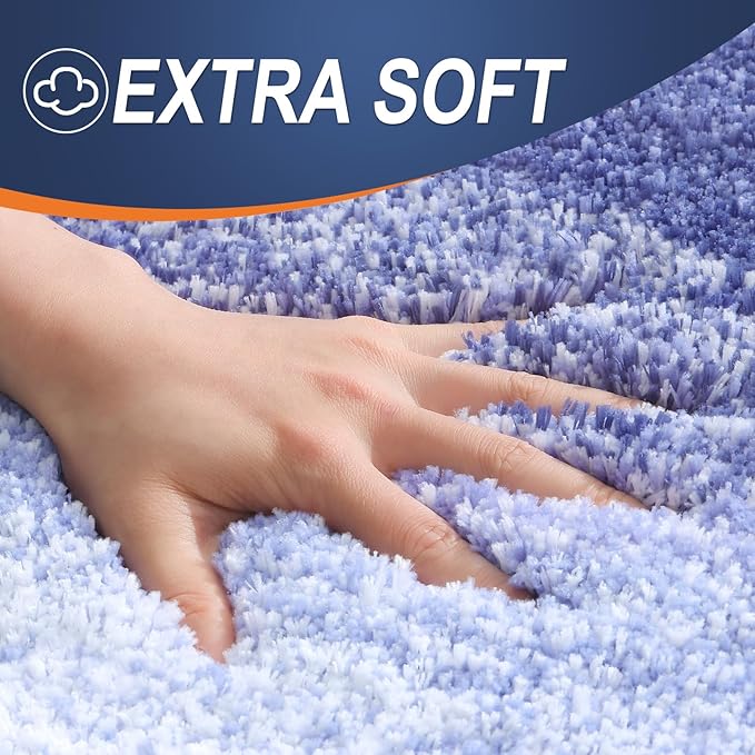 OLANLY Bathroom Runner Rugs Mat 47x17, Extra Soft Absorbent Microfiber Bath Rugs, Rubber Backing, Quick Dry, Washable Long Bath Mats for Bathroom, Tub and Shower, Home Decor Accessories, Blue-Violet