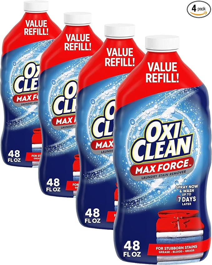 OxiClean Max Force Laundry Stain Remover Spray Refill, 48 fl oz (Pack of 4)