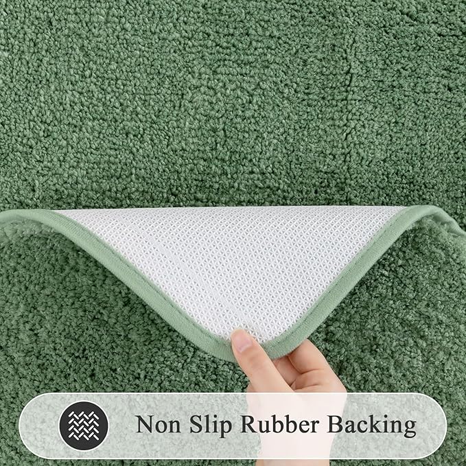 SHACOS Sage Green 5 Pieces Bathroom Rugs Set with Toilet Lid Cover Ultra Soft Absorbent Microfiber Bath Mat U Shape Contour Rug for Bathroom, Non Slip Machine Washable Bath Runner Rugs for Bedroom