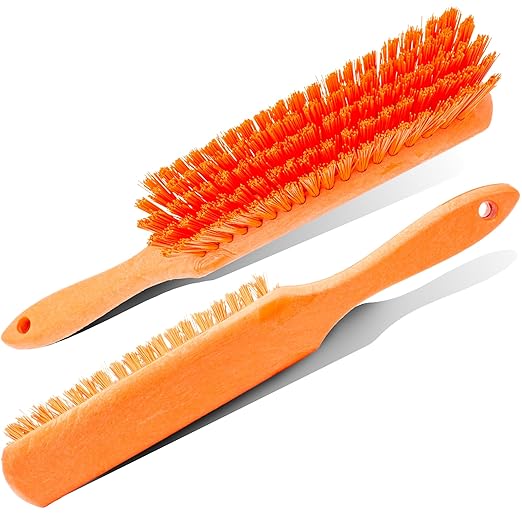 SPARTA 8 Inch Soft Counter Brush with Polyester Bristles and 5 Inch Handle, Color Coded Handheld Broom for Tables Countertops and Foodservice Surfaces, 13 Inch Overall Length, Orange, Pack of 6