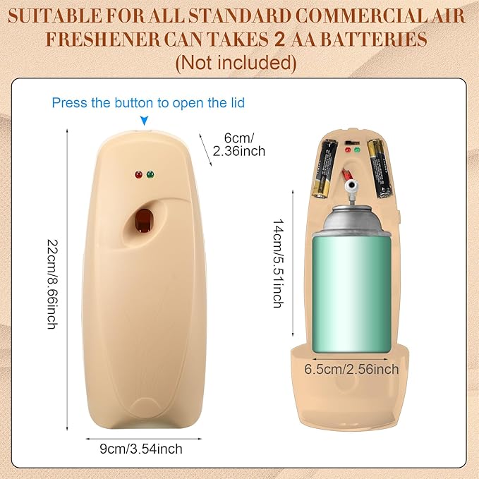 Maxcheck 4 Pcs Automatic Air Freshener Spray Dispenser Wall Mounted Automatic Spray Dispenser Air Freshener for Bathroom Battery Operated Free Standing for Commercial Place and Room(Light Khaki)