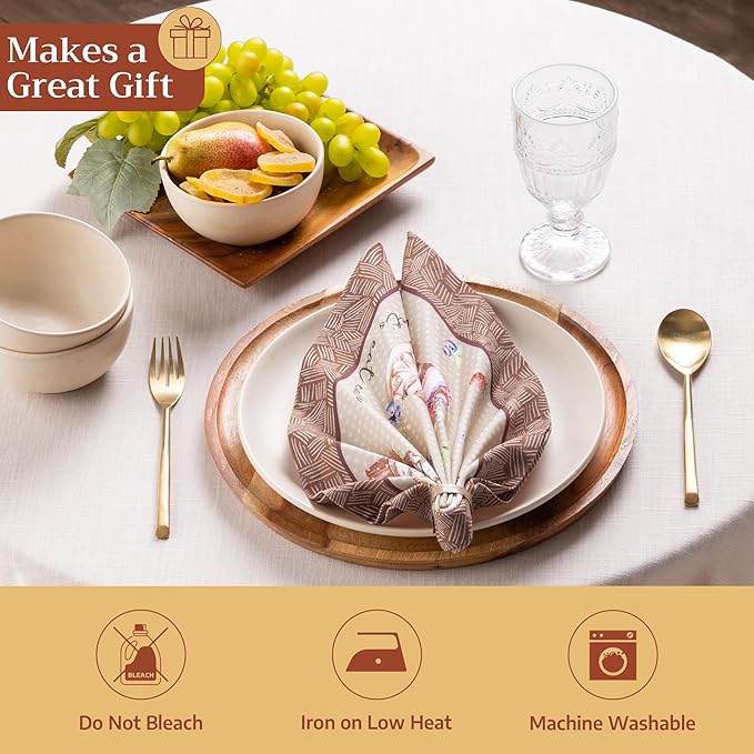Maison d' Hermine 100% Cotton Cloth Napkins Set of 4 Everyday Reusable Square Napkins Cloth Washable Dinner Party Wedding Restaurant Hotel Kitchen Spring Summer (Cakes, 18" x 18")