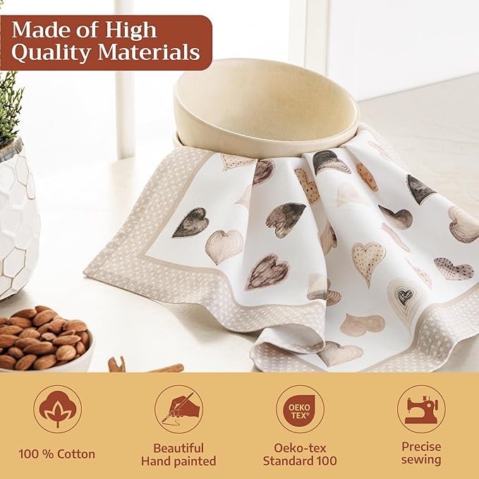 Maison d' Hermine 100% Cotton Cloth Napkins Set of 4 Everyday Reusable Square Napkins Cloth Washable Dinner Party Wedding Restaurant Hotel Kitchen Spring Summer (Lovely Hearts, 18" x 18")