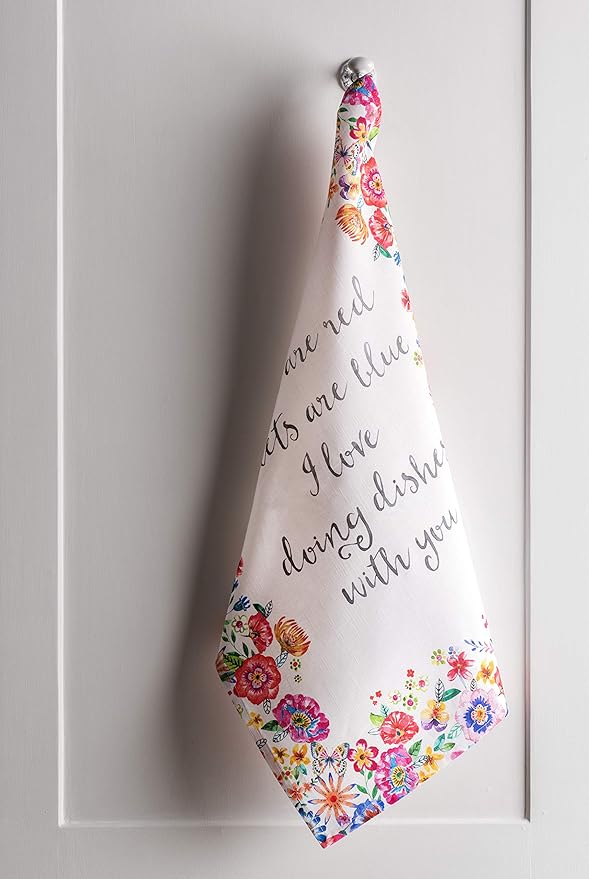 Maison d' Hermine Kitchen Towels Set of 3 100% Cotton 27.50" x 20" Reusable Cloth Tea Dish Towels Absorbent with Hanging Loop for Farmhouse Hotel Spring Summer - Happy Florals - High Summer