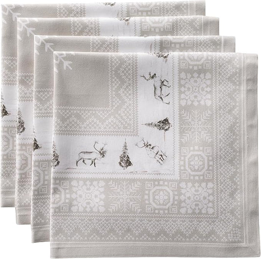 Maison d' Hermine Cloth Napkins Set of 4 100% Cotton for Thanksgiving Christmas Decorations Everyday Reusable Square Fall Napkins Cloth Washable Dinner Party (Cozy Christmas, 20"x20")