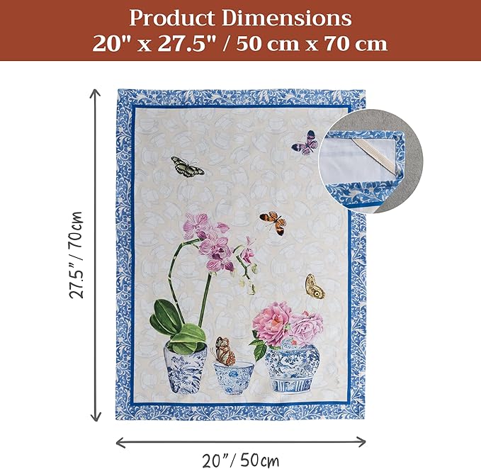 Maison d' Hermine Kitchen Towels Set of 3 100% Cotton 27.50" x 20" Reusable Cloth Tea Dish Towels Absorbent with Hanging Loop for Kitchen Farmhouse Hotel Spring Summer - Canton