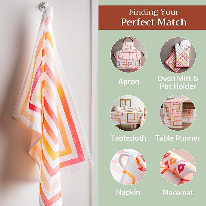 Maison d' Hermine Kitchen Towels Set of 3 100% Cotton 27.50" x 20" Reusable Cloth Tea Dish Towels Absorbent with Hanging Loop for Kitchen Farmhouse Hotel Spring Summer - Summer Maze