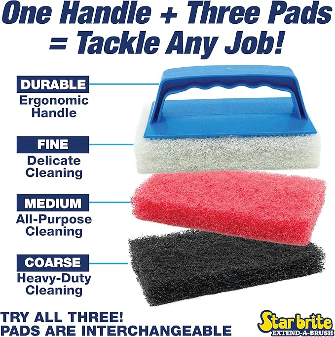 STAR BRITE Scrub Pad with Handle (Fine) White (040129)