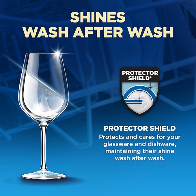 Finish Ultimate Infinity Shine Dishwasher Pods, No Pre-Rinse Dishwasher Detergent Soap Removes Burnt-On Stain, with Protector Shield & CycleSync Technology, Degreasing & Scrubbing Power, 62 Count