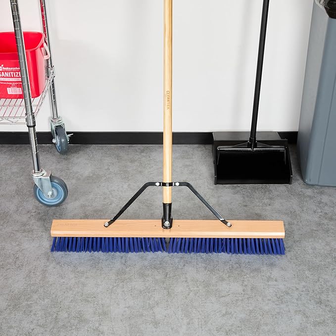 Restaurantware-BROOM HEAD ONLY: Clean Tek Professional 30-Inch Broom Head, 1 Heavy-Duty Push Cleaning Tool - Handle And Brace Sold Separately, Heavy Plastic Bristles, Wooden, Commercial Use