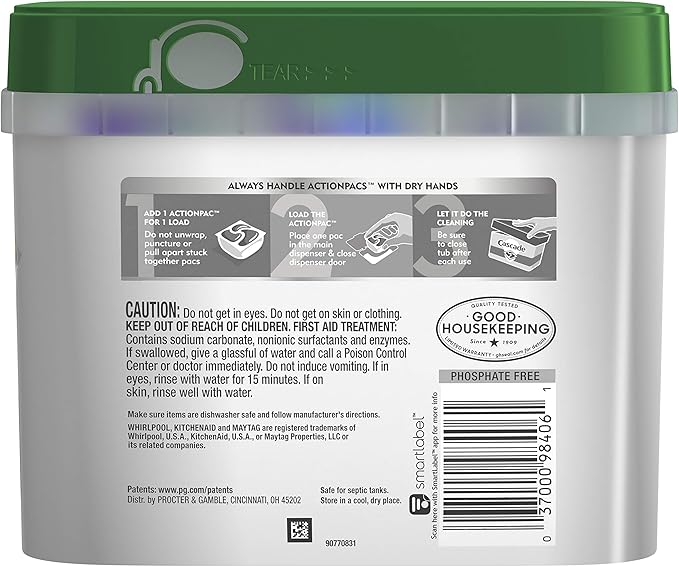 Cascade Platinum Dishwasher Pods, ActionPacs + Oxi, Dishwasher Detergent, Fresh Scent, 44 Count