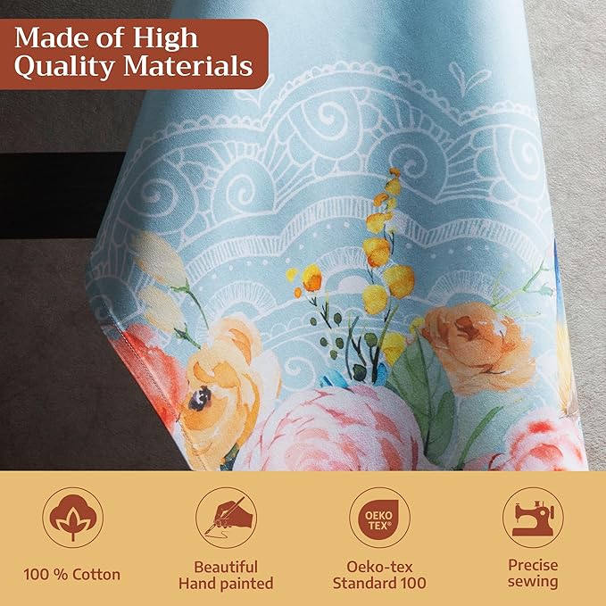 Maison d' Hermine Kitchen Towels Set of 3 100% Cotton 27.50" x 20" Reusable Cloth Tea Dish Towels Absorbent with Hanging Loop for Kitchen Farmhouse Hotel Spring Summer - Ibiza - Blue