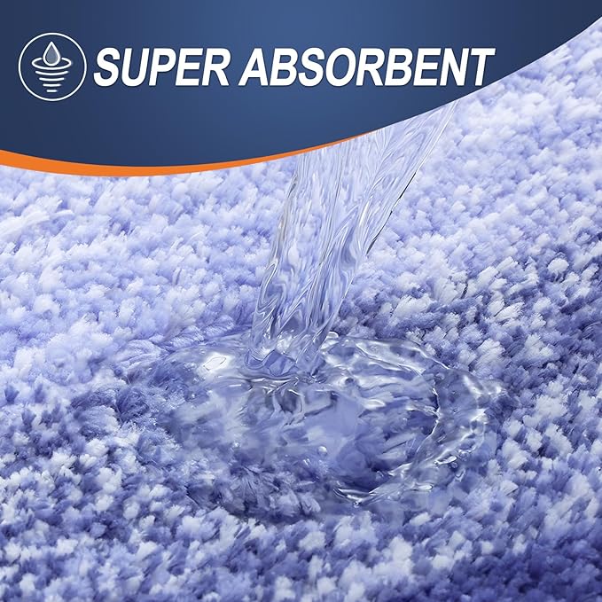 OLANLY Bathroom Runner Rugs Mat 47x17, Extra Soft Absorbent Microfiber Bath Rugs, Rubber Backing, Quick Dry, Washable Long Bath Mats for Bathroom, Tub and Shower, Home Decor Accessories, Blue-Violet