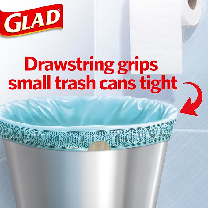 Glad Odorshield Small Drawstring Trash Bags, 4 Gal, Febreze Beachside Breeze, 34 Ct, Pack May Vary (Pack of 2)