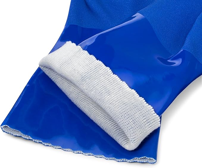 kitchen-star Ultimate Rubber Household PVC Gloves with Comfortable Cotton Lining, Anti-Slip surface, Kitchen Dishwashing, Extra Thickness, Kitchen Cleaning, Working, Painting, Pet Care (Medium, Blue)