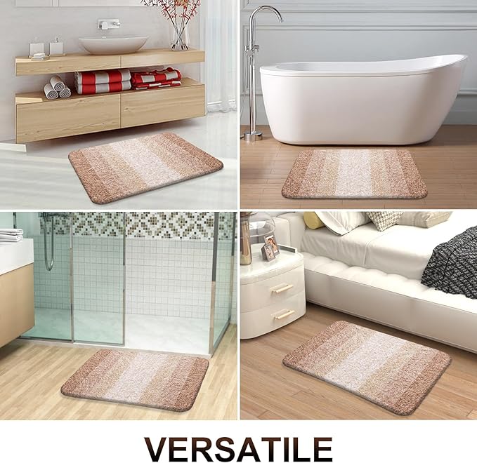 OLANLY Bathroom Runner Rugs Mat 70x24, Extra Soft Absorbent Microfiber Bath Rugs, Rubber Backing, Quick Dry, Washable Long Bath Mats for Bathroom Floor, Tub and Shower, Home Decor Accessories, Beige