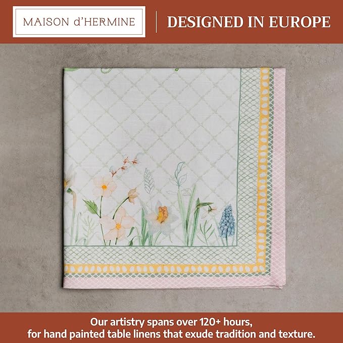 Maison d' Hermine 100% Cotton Cloth Napkins Set of 4 Everyday Reusable Square Napkins Cloth Washable Dinner Party Wedding Restaurant Hotel Kitchen Spring Summer (Easter Dew, 20" x 20")