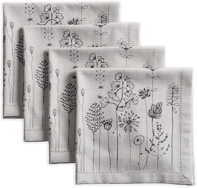 Maison d' Hermine 100% Cotton Cloth Napkins Set of 4 Everyday Reusable Square Napkins Cloth Washable Dinner Party Wedding Restaurant Hotel Kitchen Spring Summer (Flore, 20" x 20")