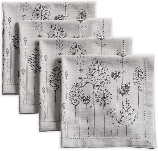 Maison d' Hermine 100% Cotton Cloth Napkins Set of 4 Everyday Reusable Square Napkins Cloth Washable Dinner Party Wedding Restaurant Hotel Kitchen Spring Summer (Flore, 20" x 20")
