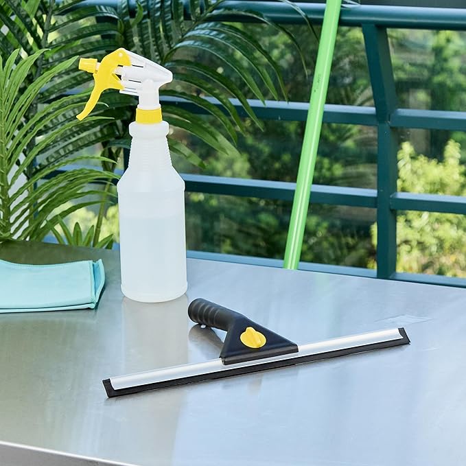 Restaurantware-Clean Tek Professional 13.78 Inch Window Squeegee, 1 Window Cleaning Squeegee with Rubber Blade - All-Purpose, for Mirror Or Glass Door, Black Plastic Wiper with Aluminum Frame
