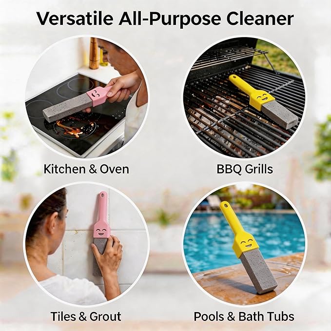 Jxueych 10 Pack Pumice Stone for Cleaning with 2 Handles – Heavy Duty Scouring Stick for Toilet Bowl, Rust, Hard Water & Stove – Bathroom & Kitchen Cleaner (10, Large)