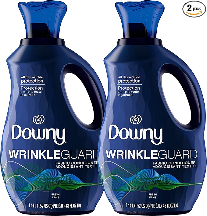 Downy WrinkleGuard Liquid Fabric Softener and Conditioner, Fresh, 48 fl oz 48 Loads, Pack of 2