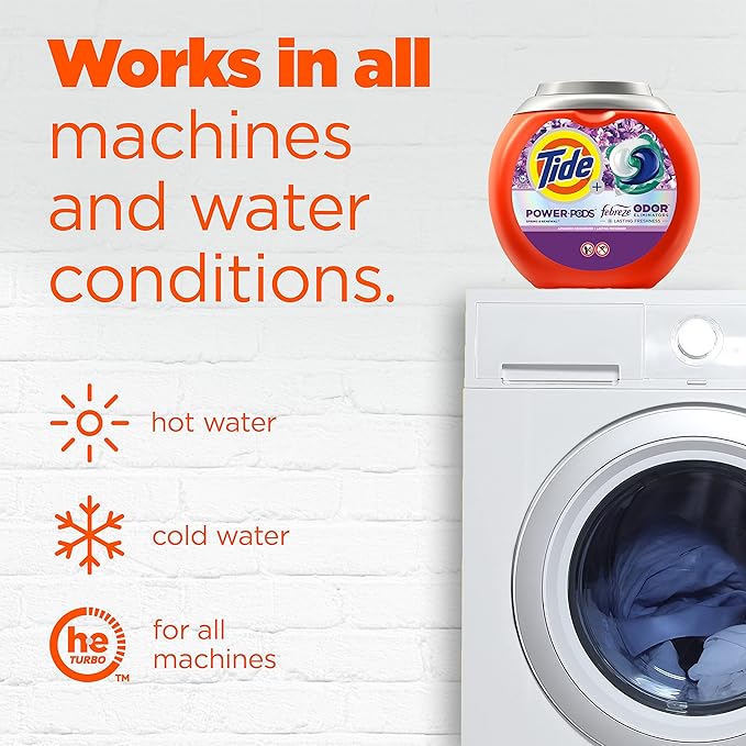 Tide Power Pods with Febreze Laundry Detergent Pacs, 45 Count, Spring & Renewal Scent, All-Day Freshness
